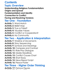 Religious Fundamentalism And Conflict Worksheet Activity Booklet