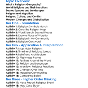 Religious Geography Worksheet Activity Booklet