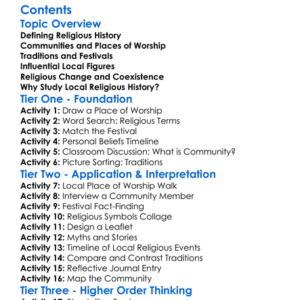 Religious History In Local Communities Worksheet Activity Booklet