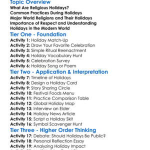 Religious Holidays And Practices Worksheet Activity Booklet