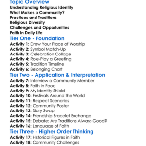 Religious Identity And Community Worksheet Activity Booklet