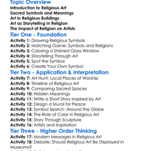 Religious Influence On Art Worksheet Activity Booklet