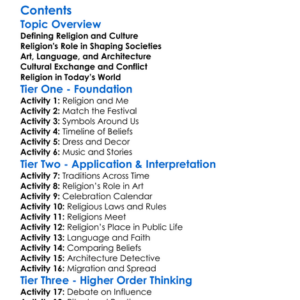 Religious Influence On Culture And History Worksheet Activity Booklet