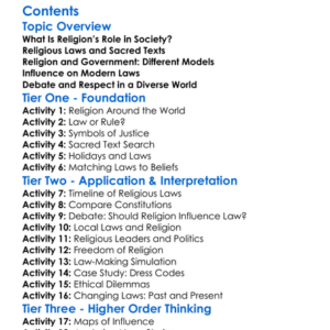 Religious Influence On Law And Government Worksheet Activity Booklet