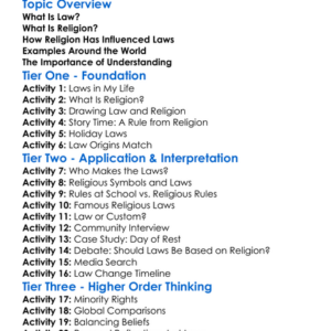 Religious Influence On Law Worksheet Activity Booklet