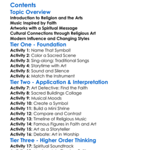 Religious Influence On Music And The Arts Worksheet Activity Booklet