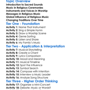 Religious Influence On Music Worksheet Activity Booklet