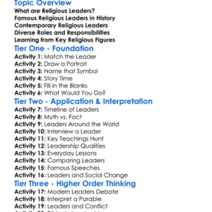 Religious Leaders And Key Figures Worksheet Activity Booklet