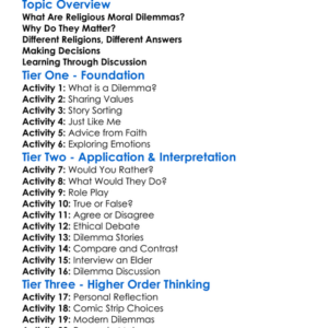 Religious Moral Dilemmas Worksheet Activity Booklet