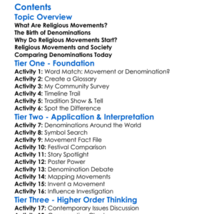 Religious Movements And Denominations Worksheet Activity Booklet
