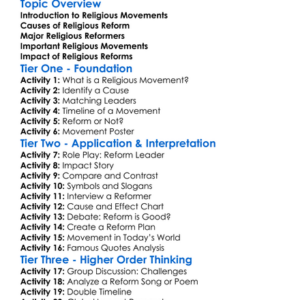 Religious Movements And Reform Worksheet Activity Booklet