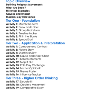 Religious Movements And Sects Worksheet Activity Booklet