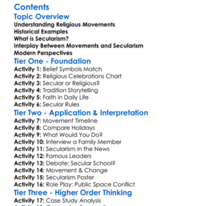Religious Movements And Secularism Worksheet Activity Booklet