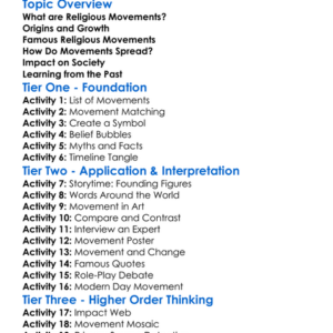 Religious Movements Worksheet Activity Booklet
