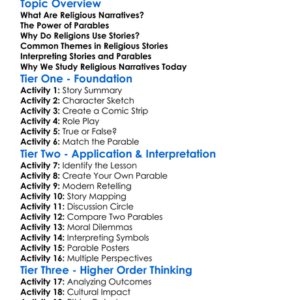 Religious Narratives And Parables Worksheet Activity Booklet