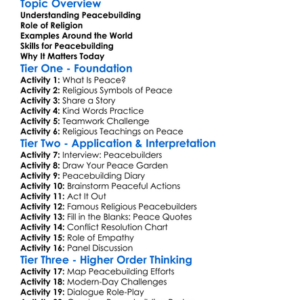Religious Peacebuilding Worksheet Activity Booklet