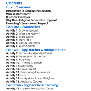 Religious Persecution And Martyrdom Worksheet Activity Booklet