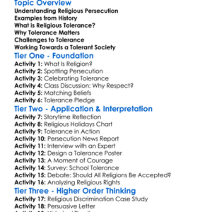 Religious Persecution And Tolerance Worksheet Activity Booklet
