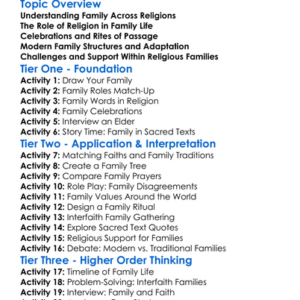 Religious Perspectives On Family Worksheet Activity Booklet