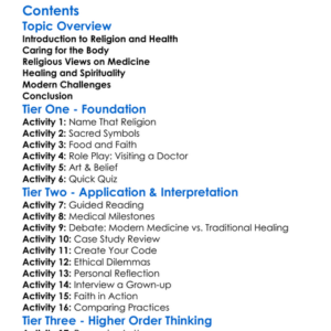 Religious Perspectives On Health And Medicine Worksheet Activity Booklet