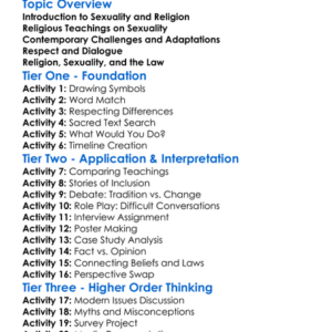 Religious Perspectives On Sexuality Worksheet Activity Booklet
