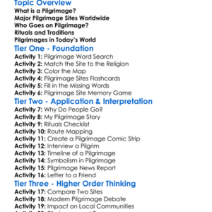 Religious Pilgrimage Sites Worksheet Activity Booklet