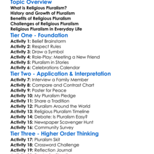 Religious Pluralism Worksheet Activity Booklet