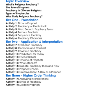 Religious Prophecy Worksheet Activity Booklet