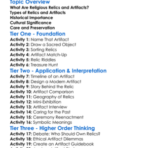 Religious Relics And Artifacts Worksheet Activity Booklet