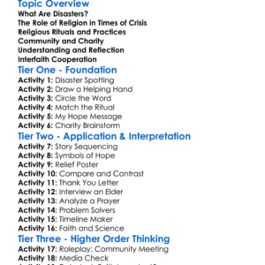 Religious Responses To Disasters Worksheet Activity Booklet