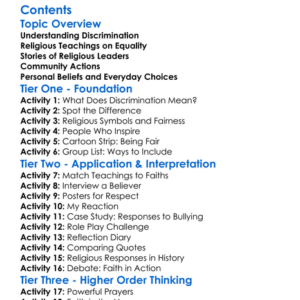 Religious Responses To Discrimination Worksheet Activity Booklet