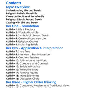 Religious Responses To Life And Death Worksheet Activity Booklet