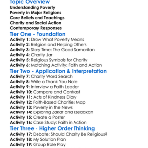 Religious Responses To Poverty Worksheet Activity Booklet