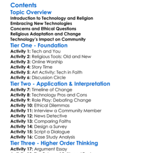 Religious Responses To Technological Change Worksheet Activity Booklet