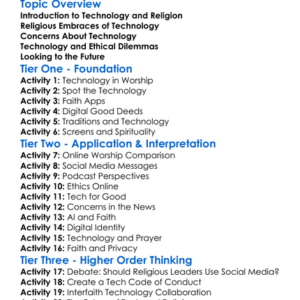 Religious Responses To Technology Worksheet Activity Booklet