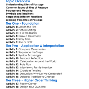 Religious Rites Of Passage Worksheet Activity Booklet