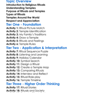 Religious Rituals And Temples Worksheet Activity Booklet