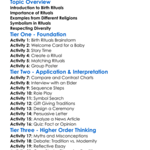 Religious Rituals Around Birth Worksheet Activity Booklet