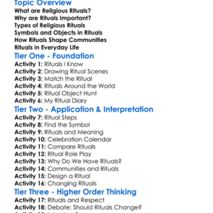 Religious Rituals Worksheet Activity Booklet