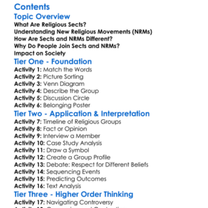 Religious Sects And New Religious Movements Worksheet Activity Booklet
