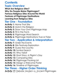 Religious Sites And Pilgrimage Destinations Worksheet Activity Booklet