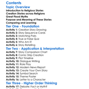 Religious Stories Of Creation And Flood Worksheet Activity Booklet