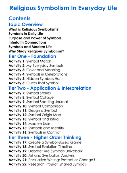 Religious Symbolism In Everyday Life Worksheet Activity Booklet