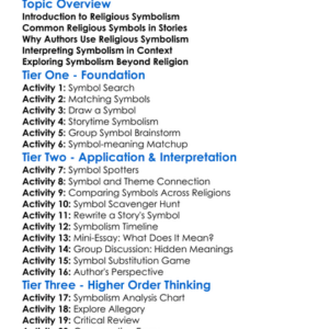 Religious Symbolism In Literature Worksheet Activity Booklet
