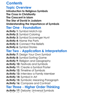 Religious Symbols Cross Crescent Star Of David Worksheet Activity Booklet