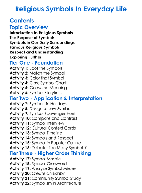 Religious Symbols In Everyday Life Worksheet Activity Booklet