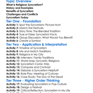 Religious Syncretism Worksheet Activity Booklet
