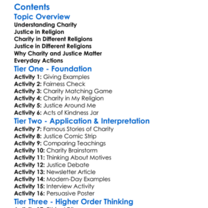 Religious Teachings On Charity And Justice Worksheet Activity Booklet
