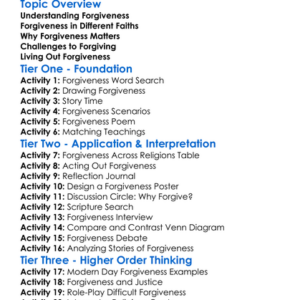 Religious Teachings On Forgiveness Worksheet Activity Booklet