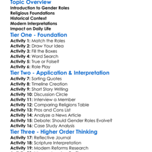 Religious Teachings On Gender Roles Worksheet Activity Booklet